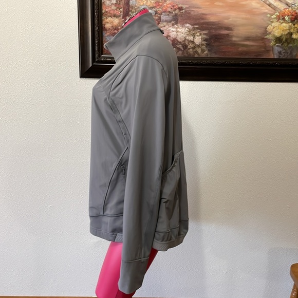 Duluth Trading Avant-Garden Jacket Women Large Gray Zip Stash Pockets Thumb Hole - Picture 2 of 13